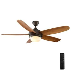 Breezemore 56 in. Indoor Mediterranean Bronze Ceiling Fan with Light Kit and Remote Control