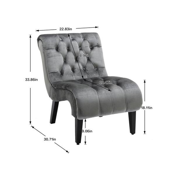 URTR Modern Silver Accent Armless Chair, Upholstered Leisure 