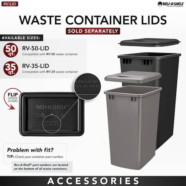 Rev-A-Shelf Silver Double Pull Out Trash Can 50 qt. with Rev-A-Shelf Silver Double Pull Out Trash Can 50 qt. with