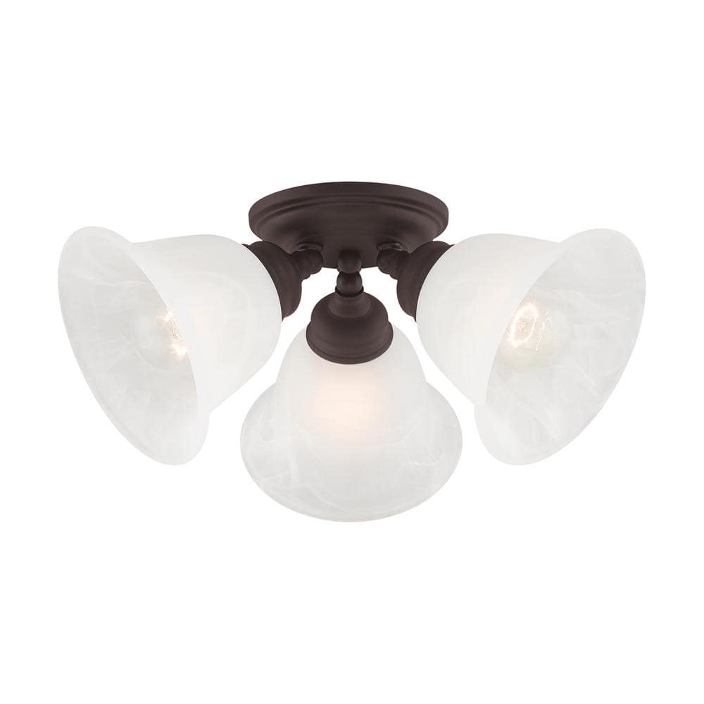 Elegant Essex Bronze 3-Light Ceiling Mount with Alabaster Glass
