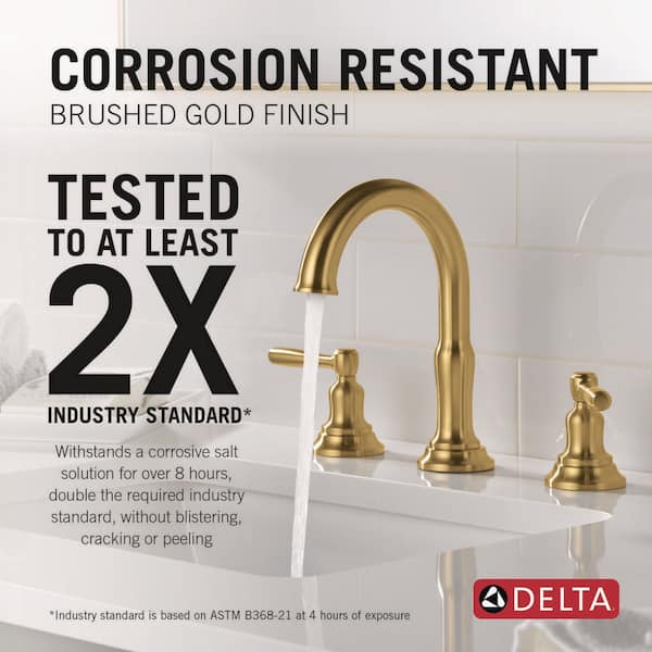 Roe 8 in. Widespread 2-Handle Bathroom Faucet Bundle Shower Trim and Rough-In in Brushed Gold