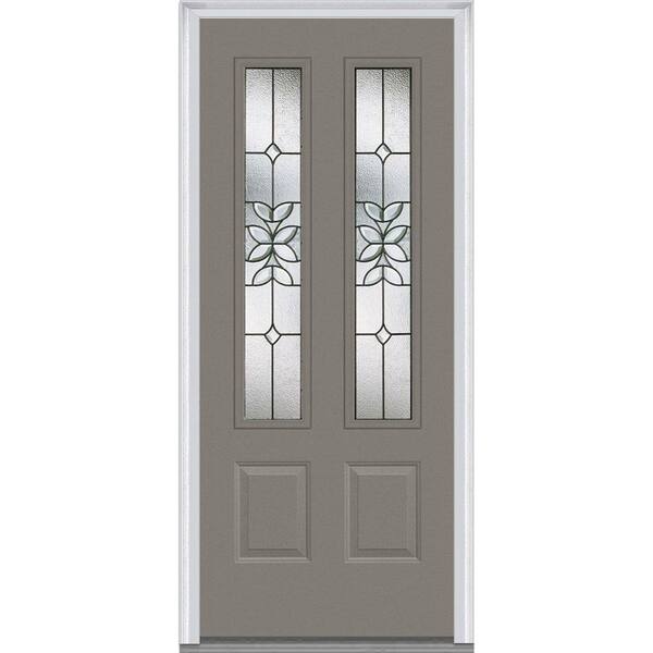 Milliken Millwork 37.5 in. x 81.75 in. Cadence Decorative Glass 2 Lite Painted Majestic Steel Exterior Door