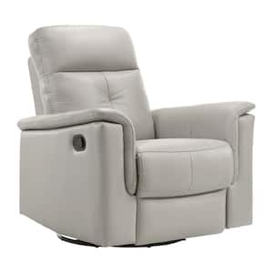 Ouray Silver Leather Manual Swivel Glider Recliner