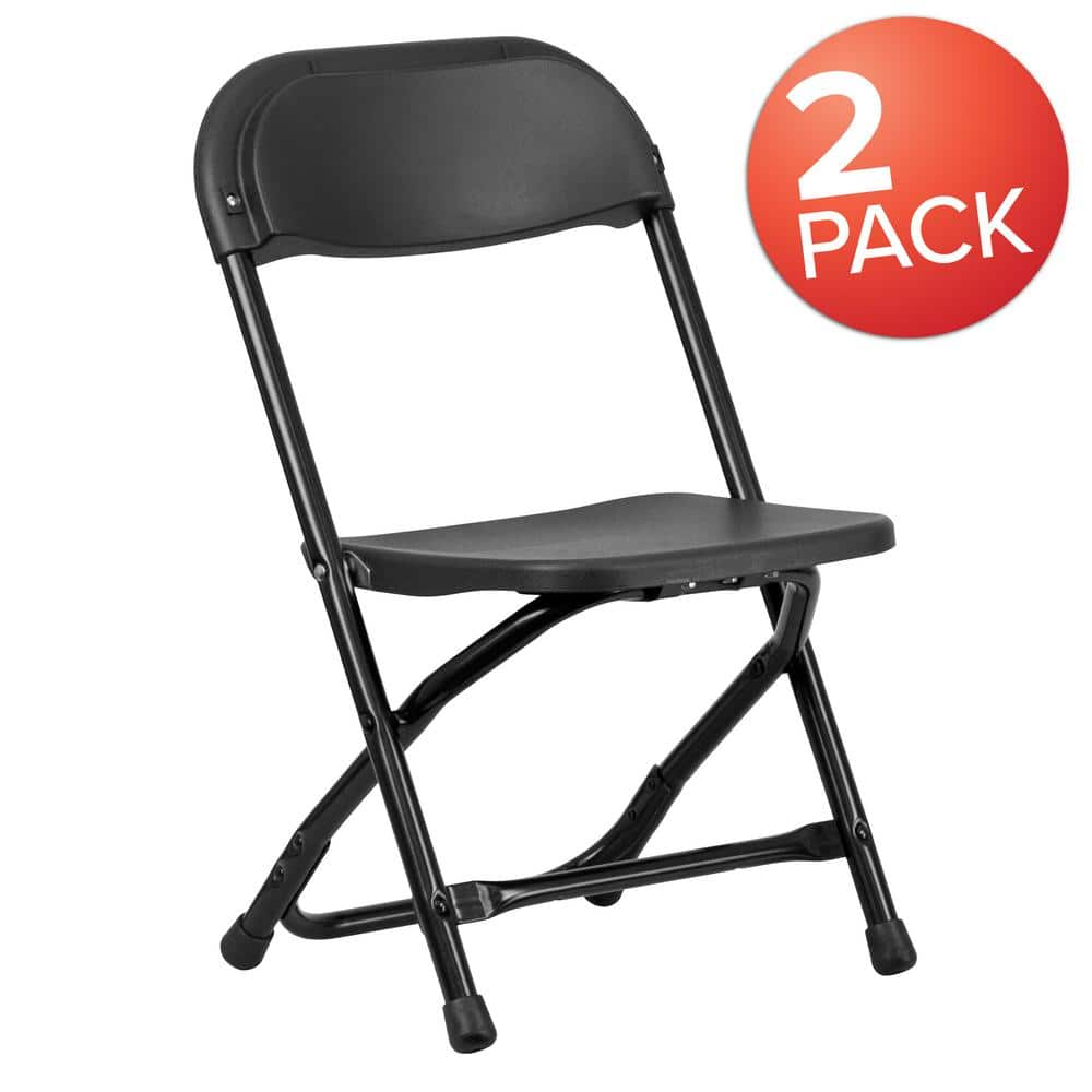 Carnegy Avenue Black Kids Plastic Folding Chairs Set Of 2 Cga Y 275046 Bl Hd The Home Depot