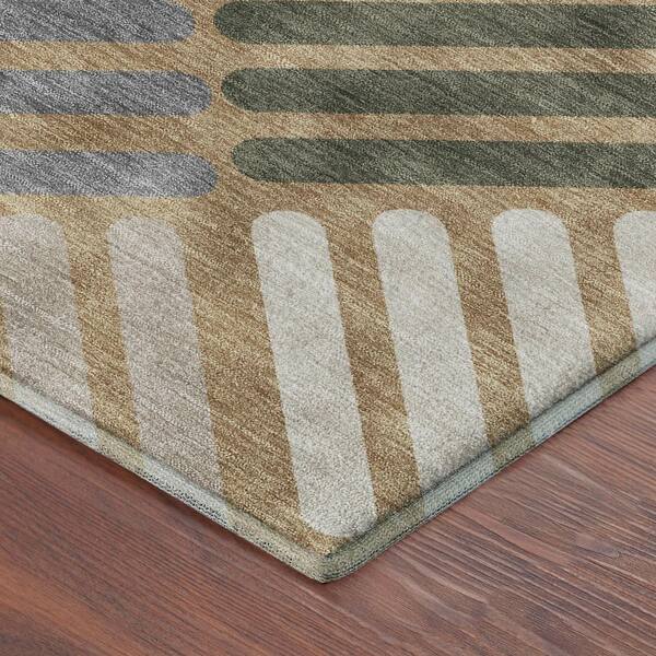 Mayfield Premium Machine Washable Abstract AMF2339 Gold 3 ft. x 4 ft. Area Rug