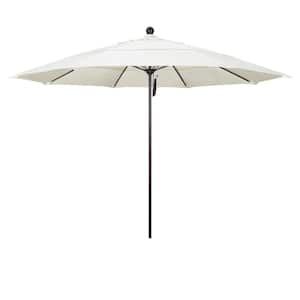 11 ft. Bronze Aluminum Commercial Market Patio Umbrella with Fiberglass Ribs and Pulley Lift in Canvas Sunbrella