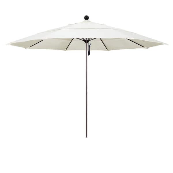 California Umbrella 11 ft. Bronze Aluminum Commercial Market Patio Umbrella with Fiberglass Ribs and Pulley Lift in Canvas Sunbrella
