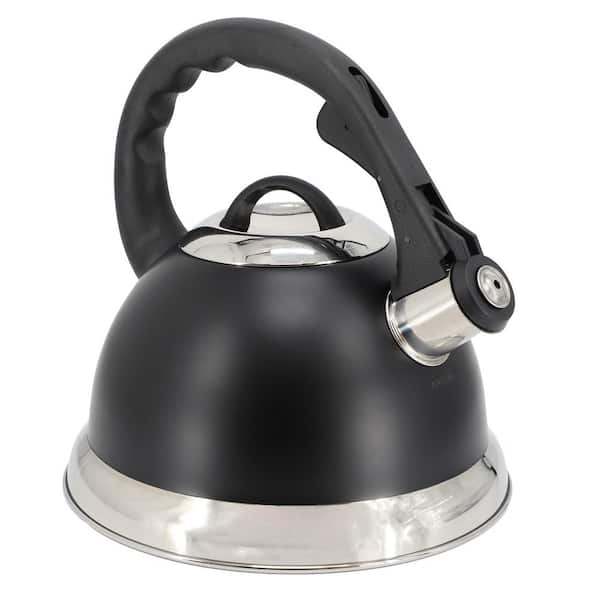 Mr. Coffee Clarefield 9 Cup Stainless Steel Whistling Tea Kettle in Black