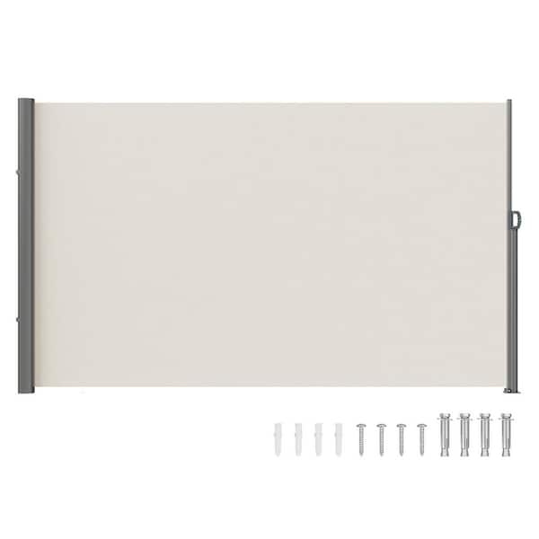 118 in. x 71 in. Retractable Side Awning Waterproof Patio Screen Room Divider Beige for Privacy
