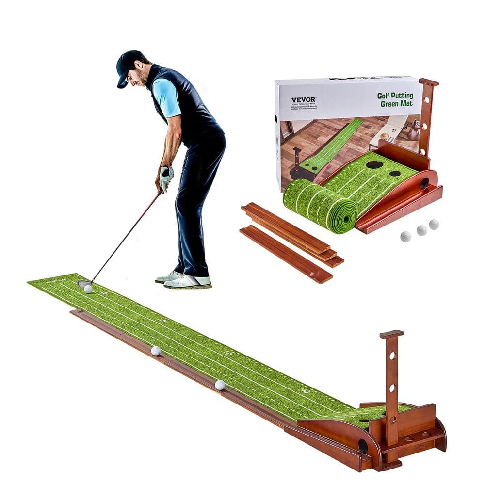 VEVOR Golf Putting Mat, 2 Hole Indoor Golf Putting Green, Wrinkle-Free Golf Training Aid, Mini Golf Set, Game Practice Gift
