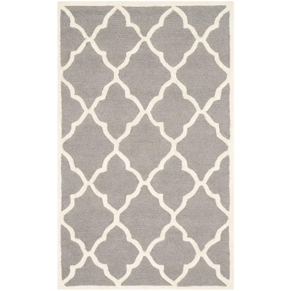 SAFAVIEH Cambridge Dark Gray/Ivory 3 ft. x 5 ft. Geometric Diamond Trellis Area Rug