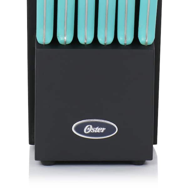 Oster Langmore 15 Piece Stainless Steel Cutlery Knife Block Set W/Black Box  – Classic Blue Handles