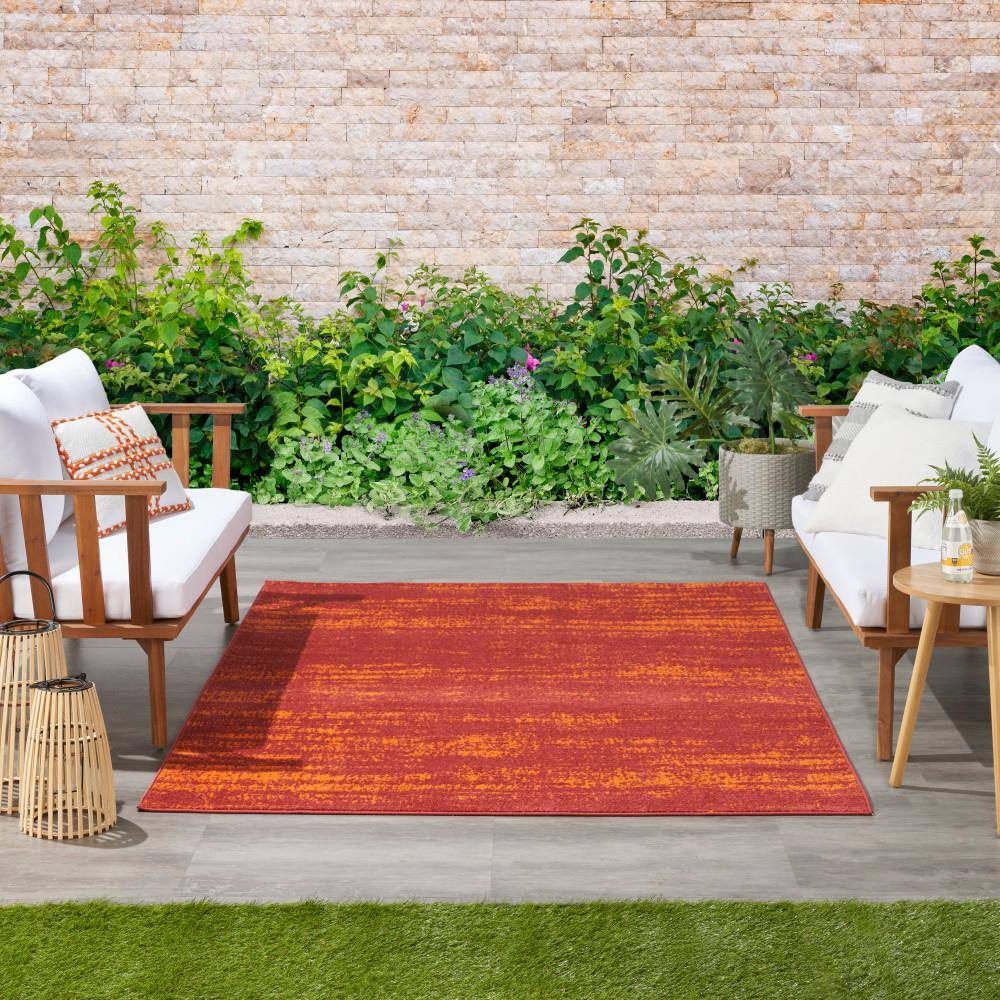 Reversible Abstract Red Synthetic 5' x 7' Easy Care Rug