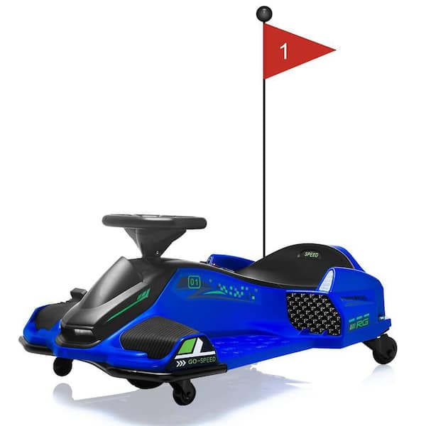 Garvee Drift Kart 24V Electric Go Kart for Kids 8+, 7Ah Battery 180W Brushless Motor, with High/Low Speed Switch, Blue