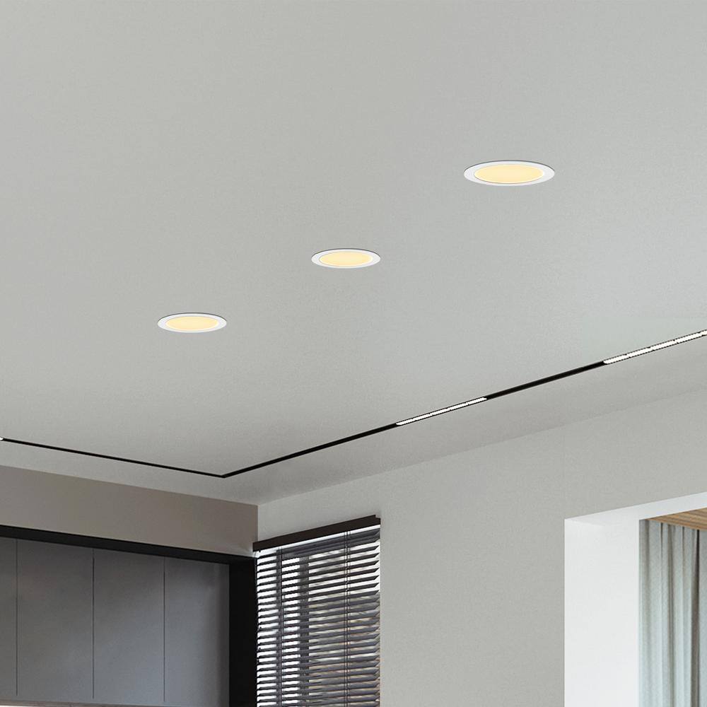 6.7-inch White Aluminum Ultra-Thin LED Recessed Ceiling Lights, 12-Pack