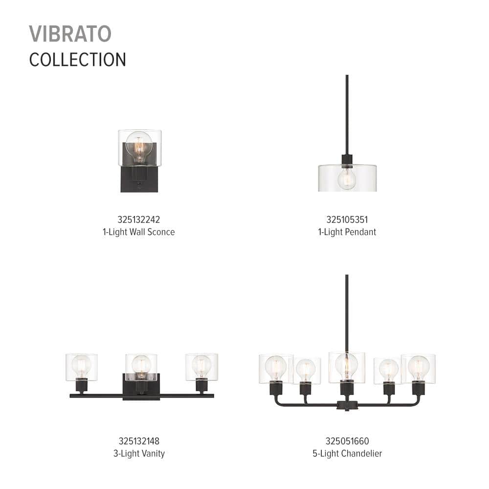Vibrato Matte Black 3-Light Semi-Flush Mount Light
