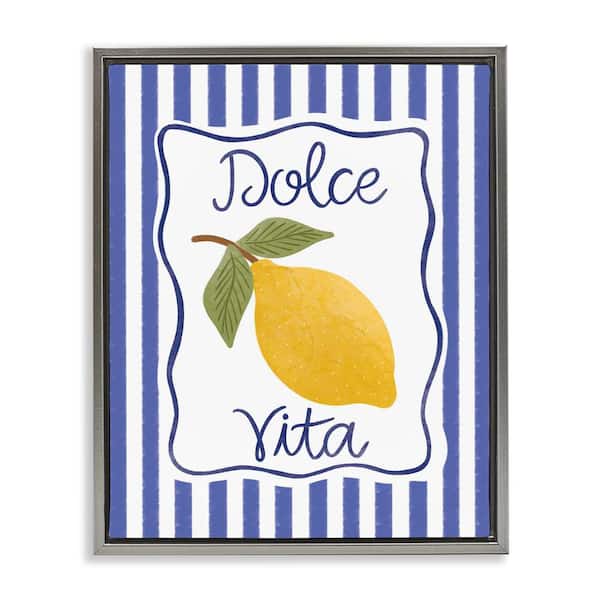 Stupell Industries Dolce Vita with Lemon by Taylor Shannon Designs Gray Floater Frame Food Graphic Art Print 31 in. x 25 in.