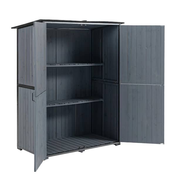 5 ft. W x 2 ft. D Blue Gray Wood Outdoor Storage Cabinet, Garden Tool Shed with Handle (9 sq. ft.)