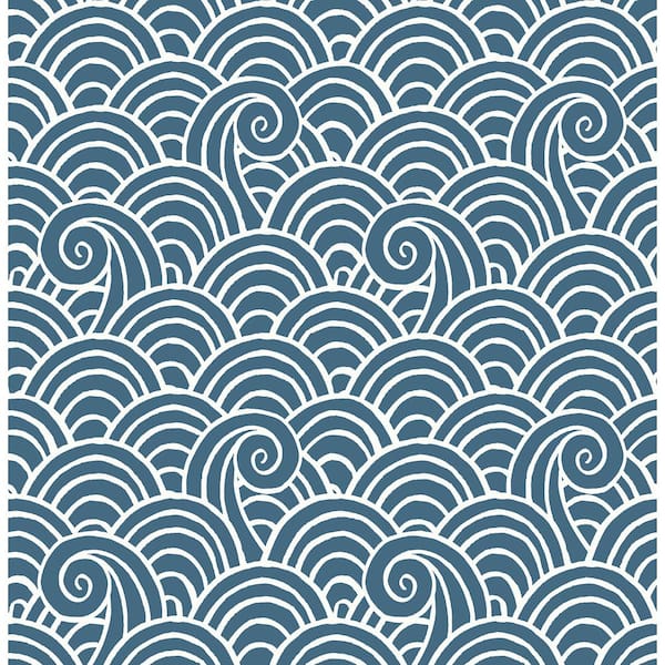 A-Street Prints Alorah Blue Wave Wallpaper Sample
