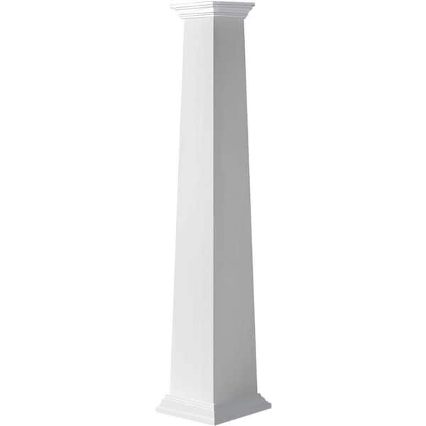 11-5/8 in Bottom Width to 7-5/8 in Top Width x 5 ft. H Square Tapered Smooth PVC Column Wrap Kit Crown Capital and Base