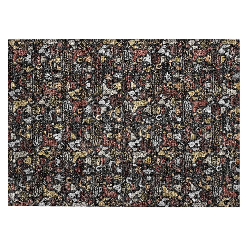 Chantille Machine Washable Indoor/Outdoor Abstract ACN2613 Black 2 ft. x 3 ft. Accent Rug price history on PriceWatchPro