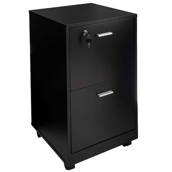 Locking 2-Drawer Matte Black Engineered Wood 27.28 in. H x 15.74 in. W x 14.17 in. D Vertical File Cabinet