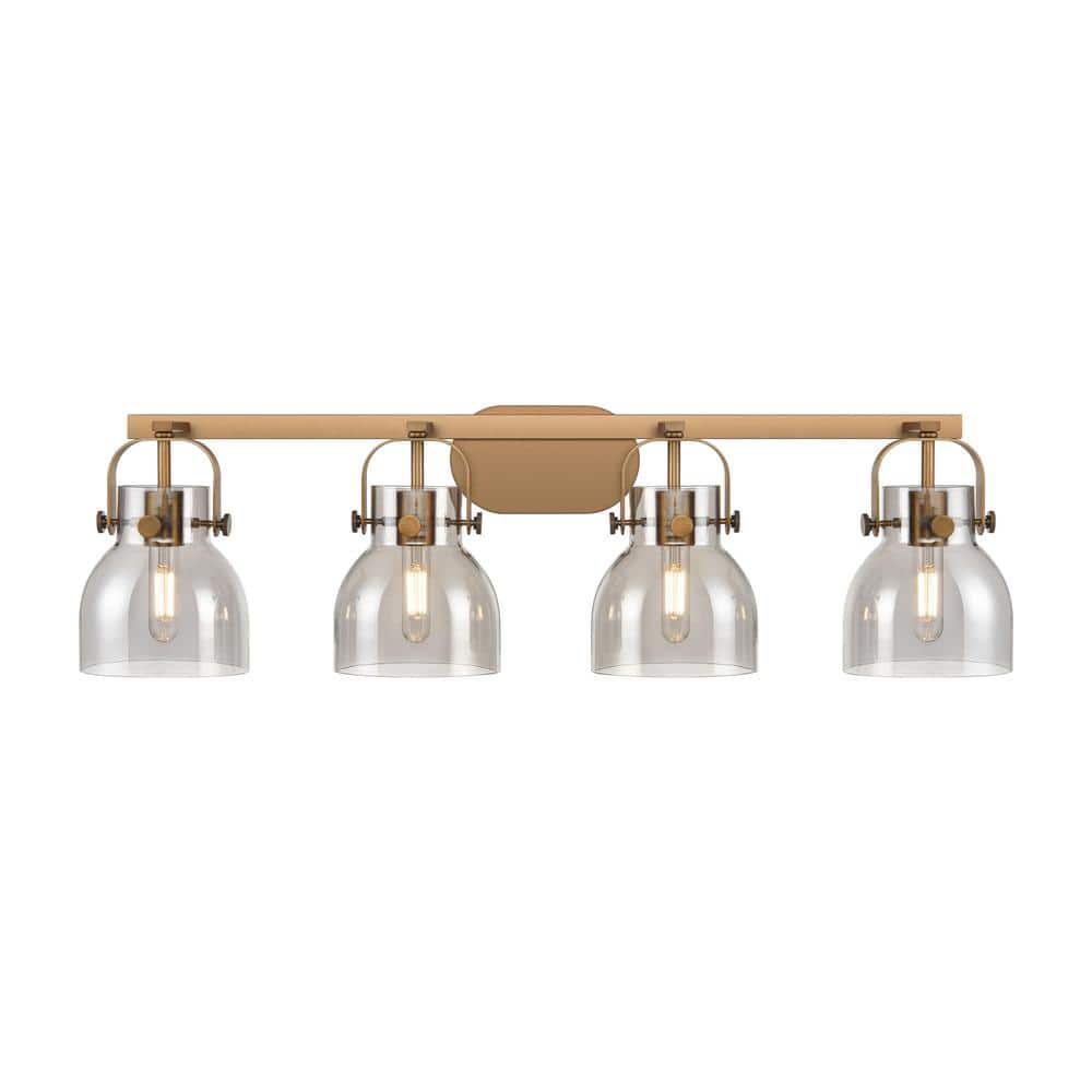 Pilaster II Bell 36.5 in. 4-Light Matte Black Vanity Light with Black Glass Shade price history on PriceWatchPro