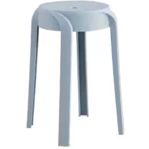 Unbranded Stackable Plastic Outdoor Bar Stool, Flexible Seating Decorative Stools Chairs, Nesting Stools, Dusty Blue, 6-Pack