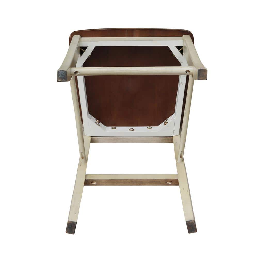 Almond and Espresso 24" X-Back Solid Wood Counter Height Stool