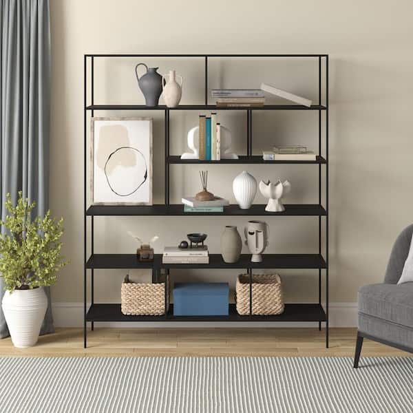 Whitmore 72 in. Tall Blackened Bronze Metal 6-Shelf Bookcase