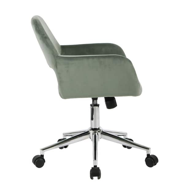 Constance Office Chair, Green Velvet & Chrome