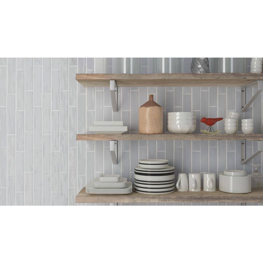 Dreamy Gray Glossy Ceramic Subway Wall Tile Sample