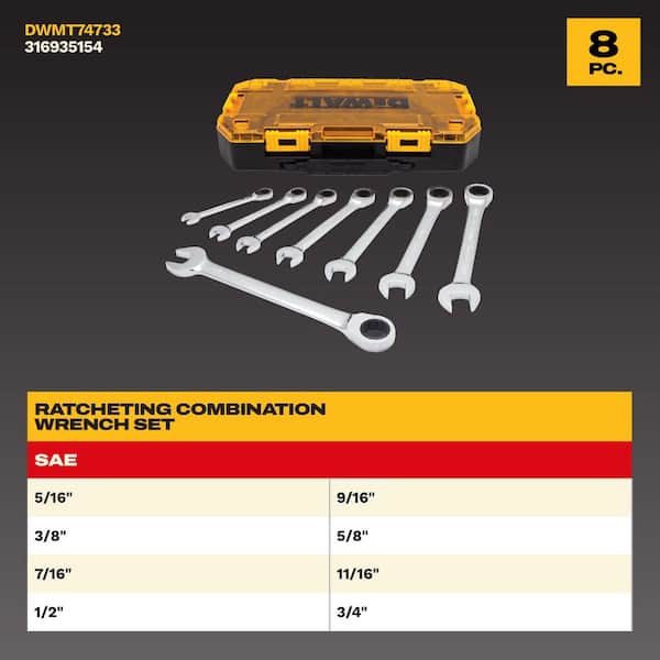 Ratcheting SAE Combination Wrench Set (8-Piece)