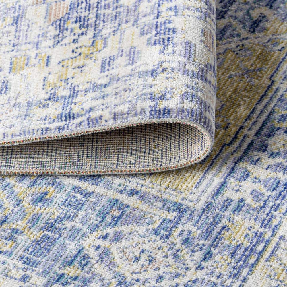 Reversible 4'x6' Blue Medallion Synthetic Area Rug