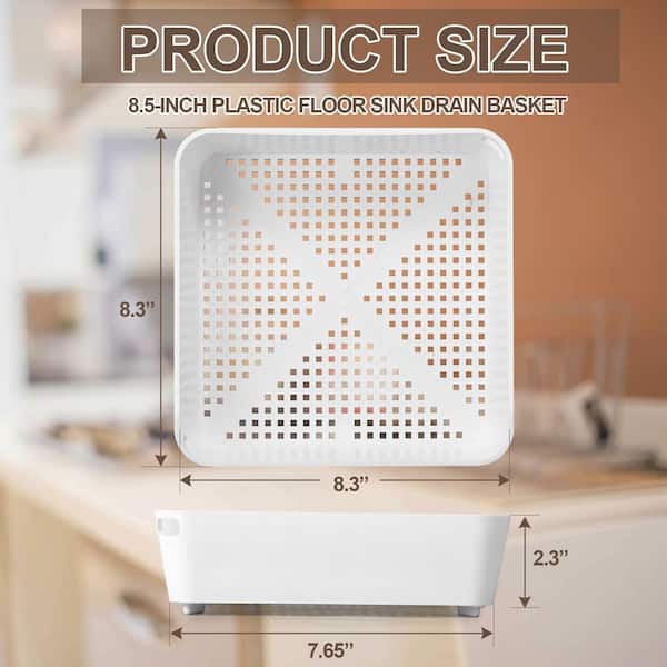 2-Piece 8.3 in. Floor Sink Drain Covers Plastic Drains Screen Basket Included for Commercial Kitchen Restaurant in White