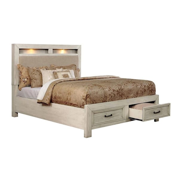 Unbranded Gerald White Wood Frame Queen Platform Bed