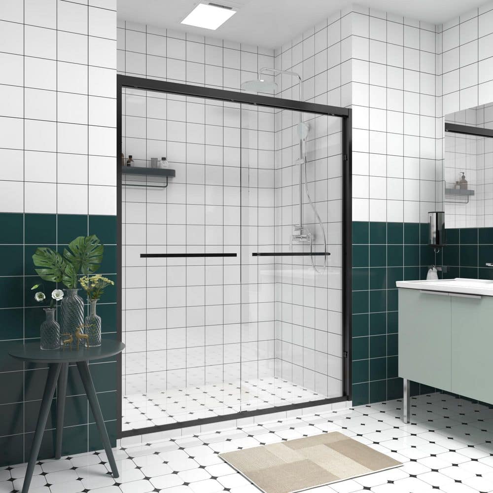 56-60 in. W x 74 in. H Sliding Framed Shower Door in Matte Black Finish with Clear Tempered Glass price history on PriceWatchPro