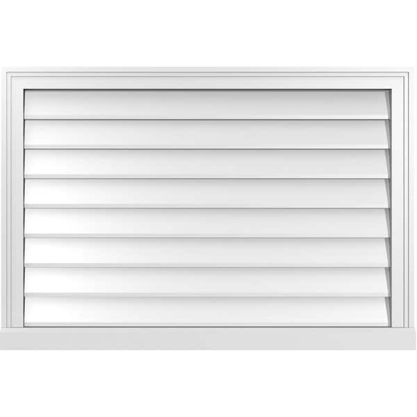 Ekena Millwork 38 in. x 26 in. Vertical Surface Mount PVC Gable Vent: Decorative with Brickmould Sill Frame