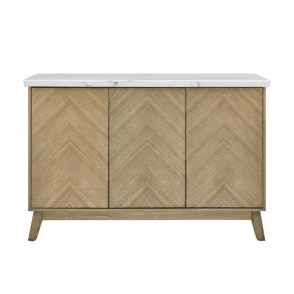 Steve Silver Vida White Marble Top Brown 55 in. Sideboard Server