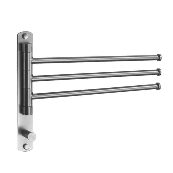 Brushed Nickel Towel Rack Wall Mounted Rotating Towel Rack, 1.0 GPM SUS304 Stainless Steel Towel Bar, Space Saving