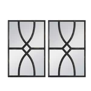 Anky 15.7 in. W x 23.6 in. H Wood Framed Black Wall Mounted Decorative Mirror (Set of 2)