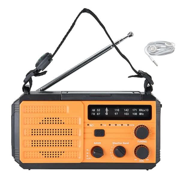 Emergency Weather Radio, 8000mAh Battery, FM/AM/WB/NOAA, Solar Hand Crank, Type-C Charging, SOS Alarm, Flashlight