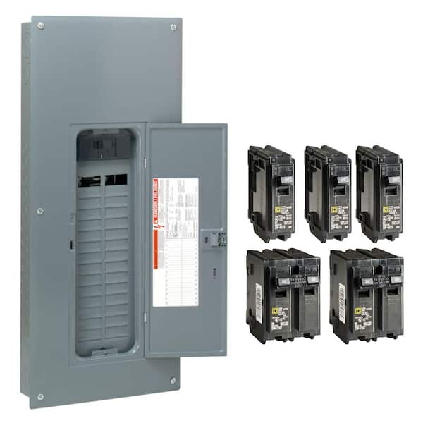Square D Homeline 150 Amp 30-Space 60-Circuit Indoor Main Breaker Plug-On Neutral Load Center with Cover - Value Pack