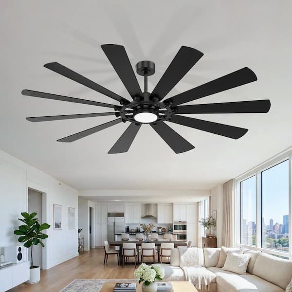 Breezary Annette 62 in. Integrated LED Black Windmill Ceiling Fan