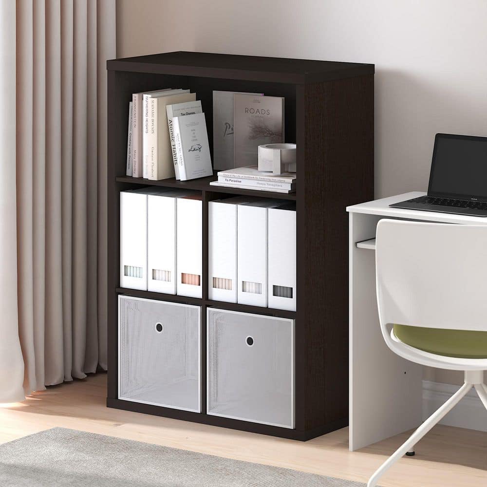 Cubicle 43.35 in. Tall Dark Oak Wood 5-Shelf Bookcase