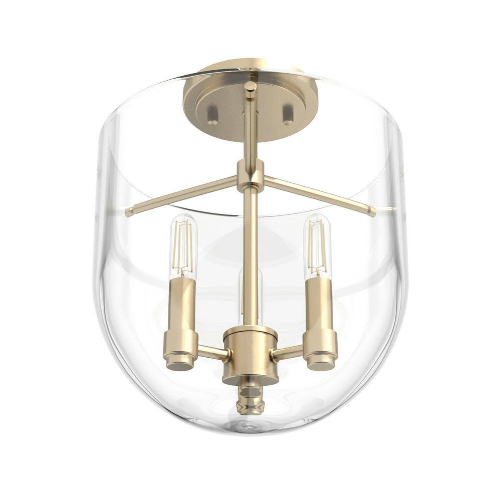 Alturas Gold Clear Glass Modern Semi-Flush Mount Light