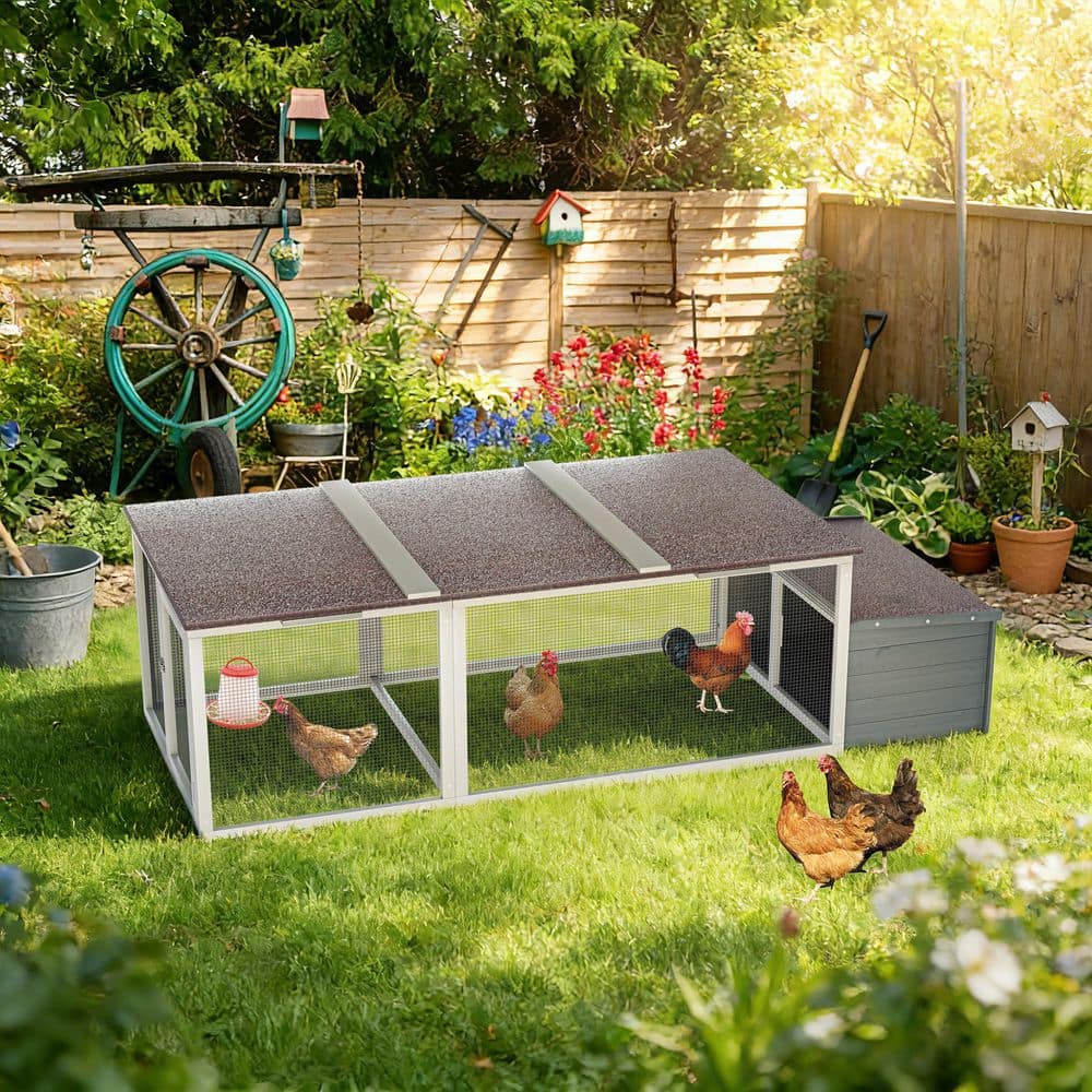 GOGEXX 85.3 in. Wide Wooden Chicken Coop with 20.93 sq. ft. Run