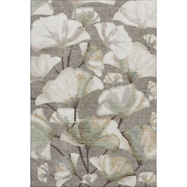 Mayfield Premium Machine Washable Abstract AMF2405 Taupe 9 ft. x 12 ft. Area Rug