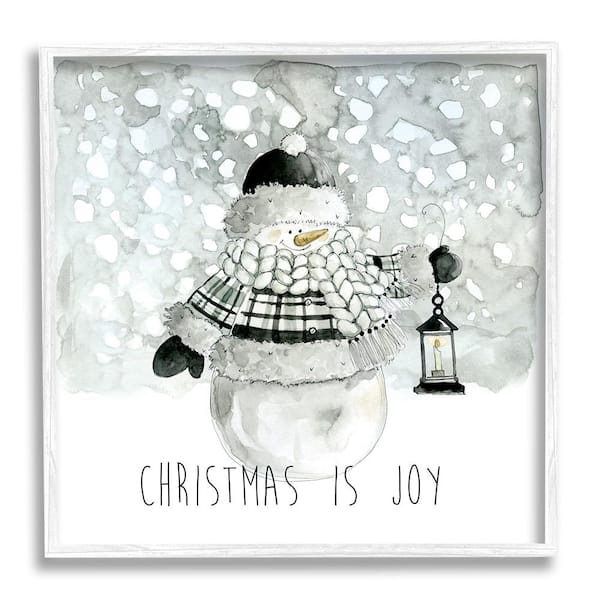 Stupell Industries Christmas is Joy Snowman by Carol Robinson 1-Piece Framed Graphic Print Typography Poster Art Print 24 in. x 24 in.