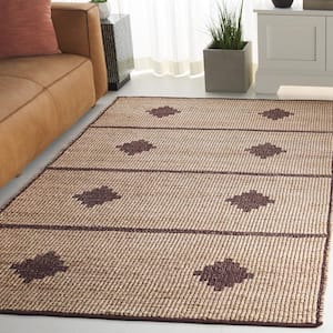 Natural Fiber Beige/Brown 6 ft. x 9 ft. Diamond Striped Area Rug